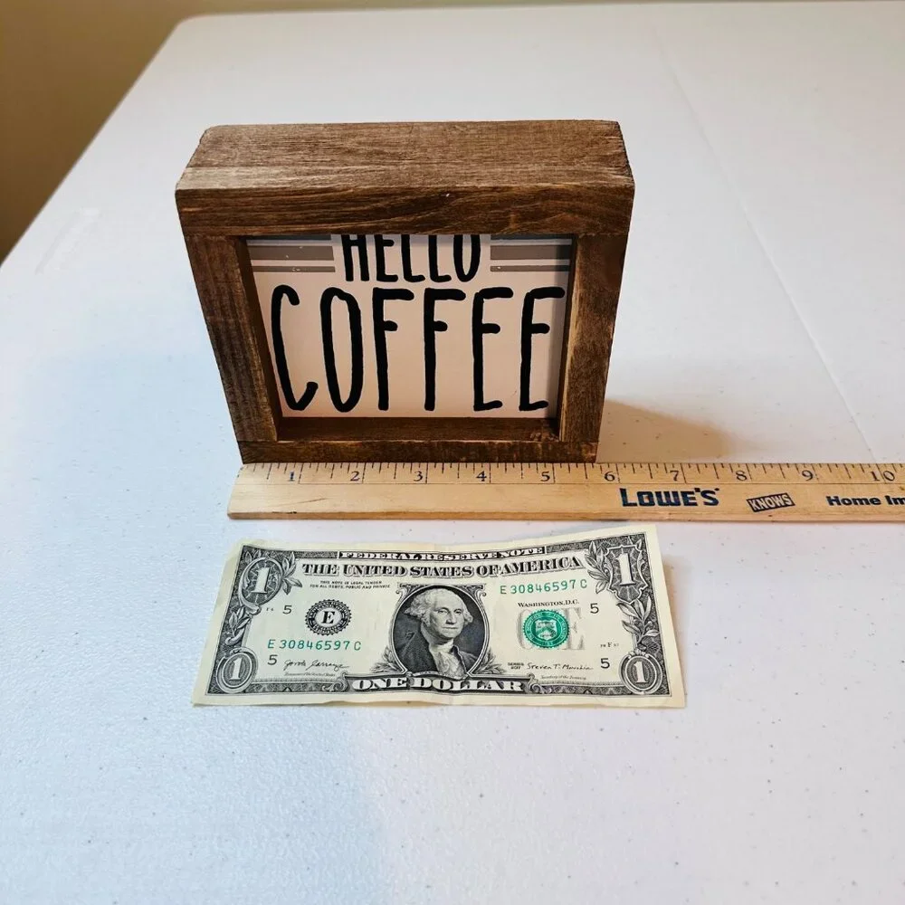 Rustic Hello Coffee Sign Decoration Farmhouse Coffee Station Sign Coffee Lover
